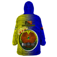 Papua New Guinea Morobe Province Wearable Blanket Hoodie Mix Coat Of Arms Polynesian Pattern LT05 - Polynesian Pride