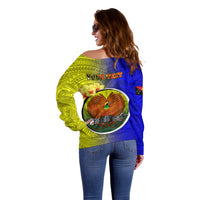 Personalized Papua New Guinea Morobe Province Off Shoulder Sweater Mix Coat Of Arms Polynesian Pattern LT05 - Polynesian Pride