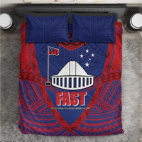 FAST Party Samoa Bedding Set Samoan Coat Of Arms Ulafala Style LT05 Blue - Polynesian Pride