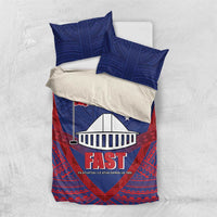 FAST Party Samoa Bedding Set Samoan Coat Of Arms Ulafala Style LT05 US Twin 172cm x 218cm Blue - Polynesian Pride