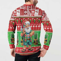 Mele Kalikimaka Hawaii Christmas Button Sweatshirt Funny Santa 67 Gen Alpha Slang - Polynesian Pride