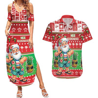 Mele Kalikimaka Hawaii Christmas Couples Matching Summer Maxi Dress and Hawaiian Shirt Funny Santa 67 Gen Alpha Slang - Polynesian Pride