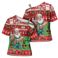 Mele Kalikimaka Hawaii Christmas Cross Shoulder Shirt Funny Santa 67 Gen Alpha Slang LT05 - Polynesian Pride