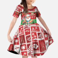 Mele Kalikimaka Hawaii Christmas Family Matching Mermaid Dress and Hawaiian Shirt Funny Santa 67 Gen Alpha Slang LT05 Daughter's Dress Red - Polynesian Pride