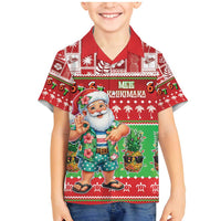 Mele Kalikimaka Hawaii Christmas Family Matching Mermaid Dress and Hawaiian Shirt Funny Santa 67 Gen Alpha Slang LT05 Son's Shirt Red - Polynesian Pride