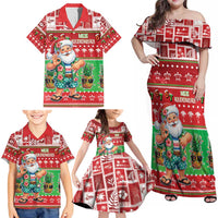 Mele Kalikimaka Hawaii Christmas Family Matching Off Shoulder Maxi Dress and Hawaiian Shirt Funny Santa 67 Gen Alpha Slang LT05 - Polynesian Pride