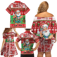 Mele Kalikimaka Hawaii Christmas Family Matching Off Shoulder Short Dress and Hawaiian Shirt Funny Santa 67 Gen Alpha Slang LT05 - Polynesian Pride