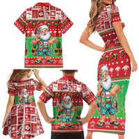 Mele Kalikimaka Hawaii Christmas Family Matching Short Sleeve Bodycon Dress and Hawaiian Shirt Funny Santa 67 Gen Alpha Slang LT05 - Polynesian Pride