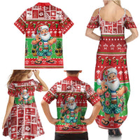 Mele Kalikimaka Hawaii Christmas Family Matching Summer Maxi Dress and Hawaiian Shirt Funny Santa 67 Gen Alpha Slang - Polynesian Pride