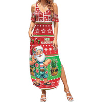 Mele Kalikimaka Hawaii Christmas Family Matching Summer Maxi Dress and Hawaiian Shirt Funny Santa 67 Gen Alpha Slang LT05 Mom's Dress Red - Polynesian Pride
