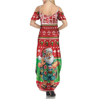 Mele Kalikimaka Hawaii Christmas Family Matching Summer Maxi Dress and Hawaiian Shirt Funny Santa 67 Gen Alpha Slang LT05 - Polynesian Pride
