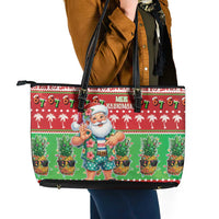 Mele Kalikimaka Hawaii Christmas Leather Tote Bag Funny Santa 67 Gen Alpha Slang - Polynesian Pride