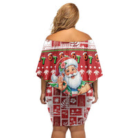 Mele Kalikimaka Hawaii Christmas Off Shoulder Short Dress Funny Santa 67 Gen Alpha Slang - Polynesian Pride