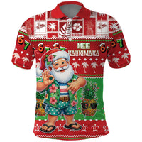 Mele Kalikimaka Hawaii Christmas Polo Shirt Funny Santa 67 Gen Alpha Slang LT05 Red - Polynesian Pride