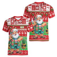 Mele Kalikimaka Hawaii Christmas Women V-Neck T-Shirt Funny Santa 67 Gen Alpha Slang LT05 - Polynesian Pride