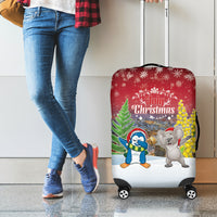 Christmas In July Luggage Cover Funny Dabbing Dance Koala And Blue Penguins