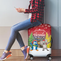 Christmas In July Luggage Cover Funny Dabbing Dance Koala And Blue Penguins