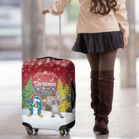 Christmas In July Luggage Cover Funny Dabbing Dance Koala And Blue Penguins