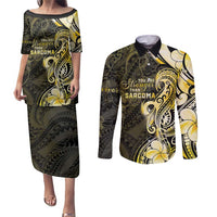 Sarcoma Awareness Couples Matching Puletasi and Long Sleeve Button Shirt You Are Stronger Than Sarcoma