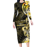 Sarcoma Awareness Family Matching Long Sleeve Bodycon Dress and Hawaiian Shirt You Are Stronger Than Sarcoma