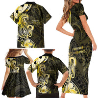 Sarcoma Awareness Family Matching Short Sleeve Bodycon Dress and Hawaiian Shirt You Are Stronger Than Sarcoma