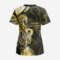 Sarcoma Awareness Scrub Top You Are Stronger Than Sarcoma - Polynesian Pride