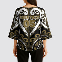 Custom Aotearoa Waikato Tainui Kimono Sleeve Blouse Maori Tribal Pattern