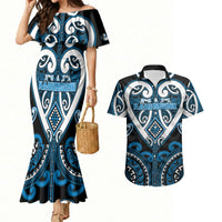 Custom Aotearoa Ngati Kahungunu Couples Matching Mermaid Dress and Hawaiian Shirt Maori Tribal Pattern