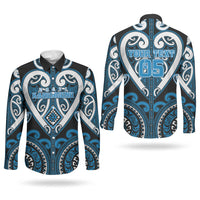Custom Aotearoa Ngati Kahungunu Couples Matching Off The Shoulder Long Sleeve Dress and Long Sleeve Button Shirt Maori Tribal Pattern