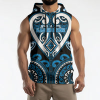 Custom Aotearoa Ngati Kahungunu Sleeveless Hoodie Maori Tribal Pattern