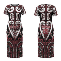 Custom Aotearoa Te Arawa Couples Matching Short Sleeve Bodycon Dress and Hawaiian Shirt Maori Tribal Pattern