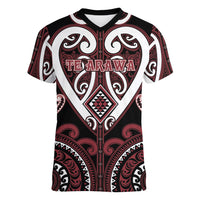 Custom Aotearoa Te Arawa Women V-Neck T-Shirt Maori Tribal Pattern