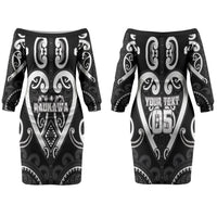 Custom Aotearoa Ngati Raukawa Couples Matching Off The Shoulder Long Sleeve Dress and Long Sleeve Button Shirt Maori Tribal Pattern