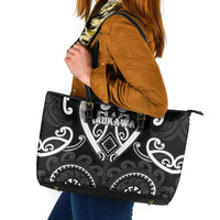 Aotearoa Ngati Raukawa Leather Tote Bag Maori Tribal Pattern