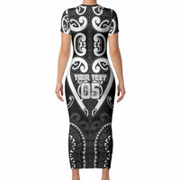 Custom Aotearoa Ngati Raukawa Short Sleeve Bodycon Dress Maori Tribal Pattern