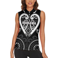 Custom Aotearoa Ngati Raukawa Women Sleeveless Polo Shirt Maori Tribal Pattern