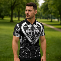 Custom Aotearoa Ngati Raukawa Zipper Polo Shirt Maori Tribal Pattern