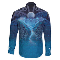 Polynesia Manta Ray Family Matching Long Sleeve Bodycon Dress and Hawaiian Shirt Let's The Sea Set You Free - Polynesian Pride