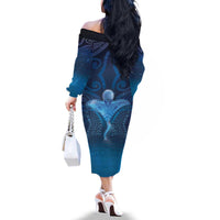 Polynesia Manta Ray Family Matching Off The Shoulder Long Sleeve Dress and Hawaiian Shirt Let's The Sea Set You Free - Polynesian Pride