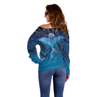 Polynesia Manta Ray Off Shoulder Sweater Let's The Sea Set You Free - Polynesian Pride