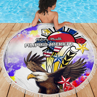 Filipino American History Month Beach Blanket The Eight-Rayed Sun Flags With Bald Eagle LT05 - Wonder Print Shop