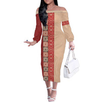 Papua New Guinea Family Matching Off The Shoulder Long Sleeve Dress and Hawaiian Shirt Oro Tapa Pattern