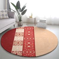 Papua New Guinea Round Carpet Oro Tapa Pattern