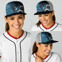 New Zealand Sea Week Baseball Net Cap Maori Wave Pattern Ocean Blue - Polynesian Pride