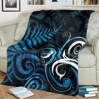 New Zealand Sea Week Blanket Maori Wave Pattern Ocean Blue
