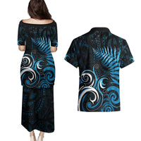 New Zealand Sea Week Couples Matching Puletasi and Hawaiian Shirt Maori Wave Pattern Ocean Blue LT05 - Polynesian Pride