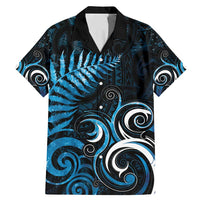 New Zealand Sea Week Family Matching Mermaid Dress and Hawaiian Shirt Maori Wave Pattern Ocean Blue LT05 Dad's Shirt - Short Sleeve Blue - Polynesian Pride