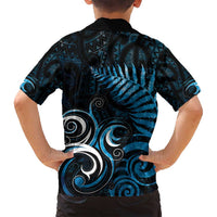 New Zealand Sea Week Family Matching Off Shoulder Short Dress and Hawaiian Shirt Maori Wave Pattern Ocean Blue LT05 - Polynesian Pride