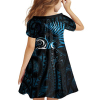 New Zealand Sea Week Family Matching Off Shoulder Short Dress and Hawaiian Shirt Maori Wave Pattern Ocean Blue LT05 - Polynesian Pride