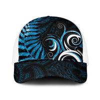 New Zealand Sea Week Mesh Trucker Cap Maori Wave Pattern Ocean Blue LT05 One Size White Blue - Polynesian Pride